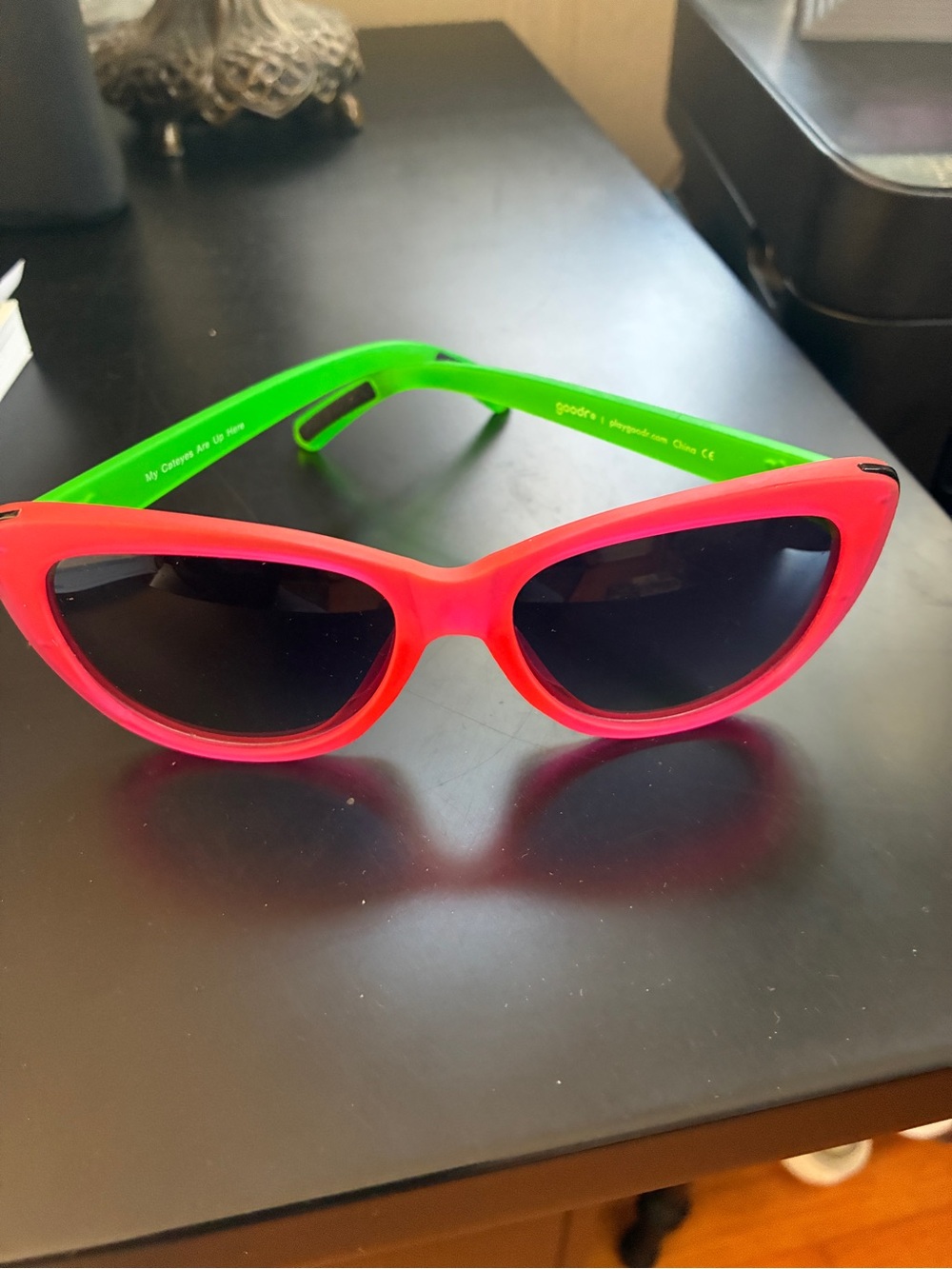 Goodr Women's Neon Pink & Green Cat Eye Sunglasses